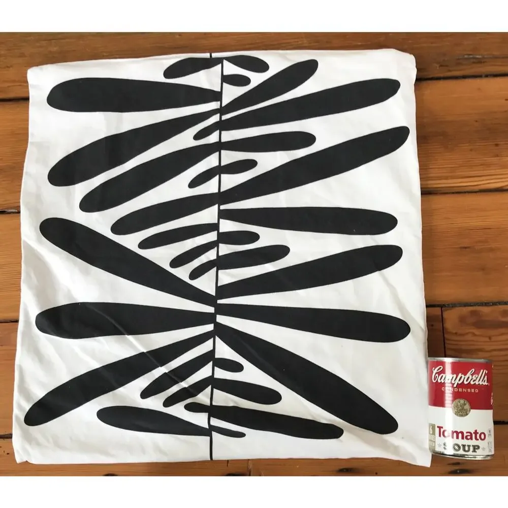 Ikea Majsmott Black White Patterned Cotton Zip Throw Pillow Case Cover 20